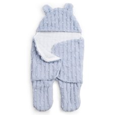 SW118-DB: Dusty Blue Bubble Sherpa Swaddle Wrap